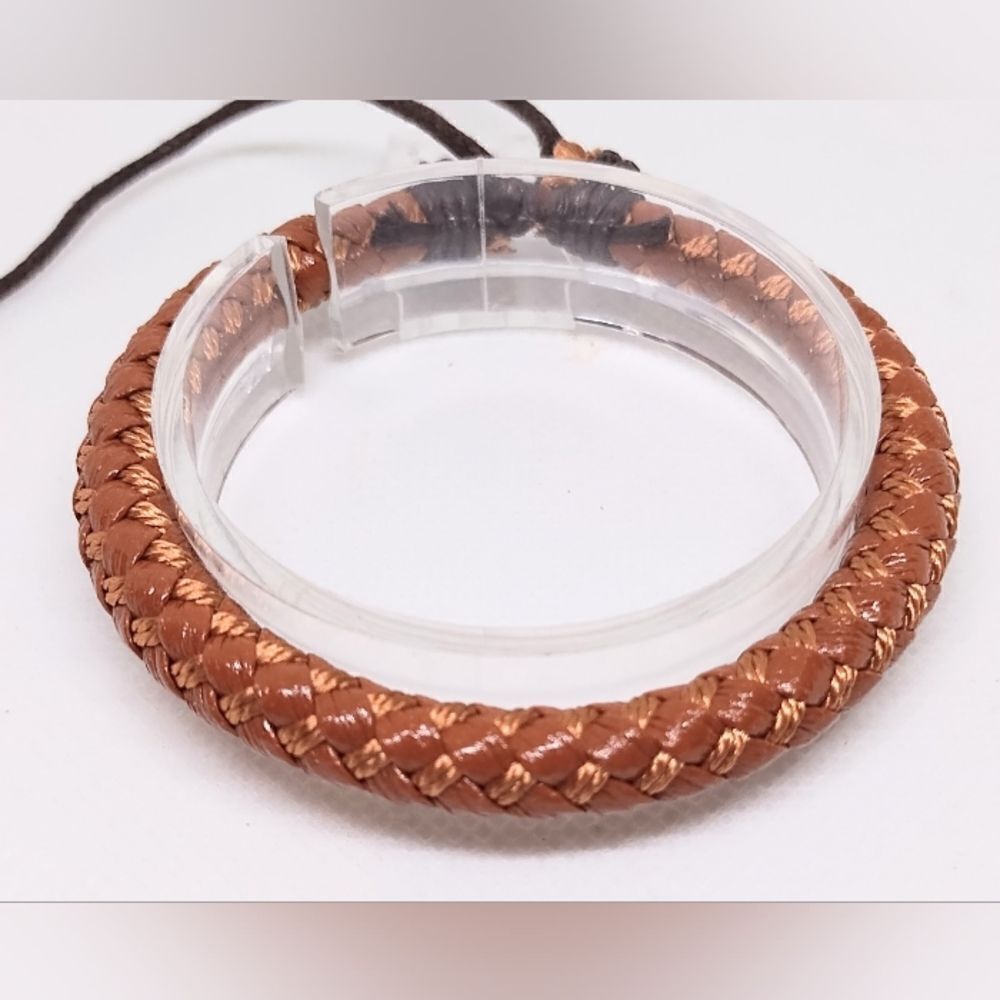 Men's leather‎ bracelet braided brown new e47